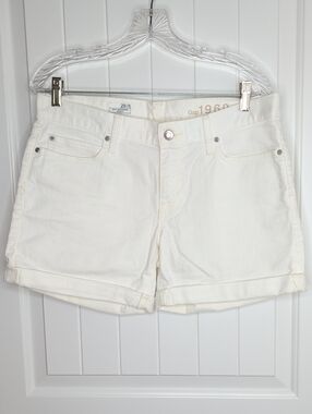 Gap White Denim Roll-Cuff Shorts - Women's Sexy Boyfriend Shorts 1969 28/6